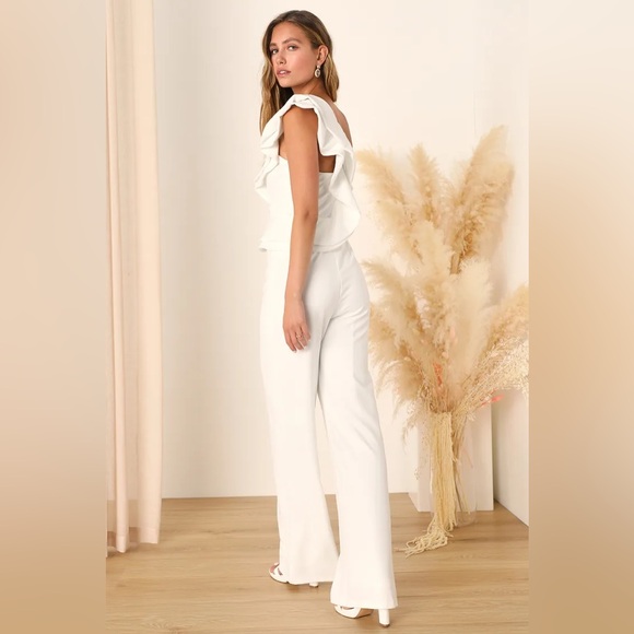 Lulu's White Ruffled Jumpsuit - Picture 2 of 2